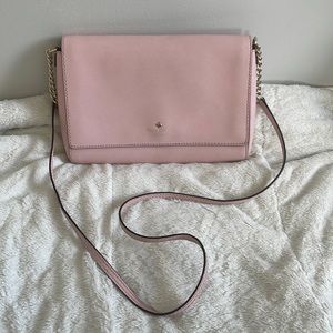 KATE SPADE Charlotte Street Alek Flap Blush Pink Leather